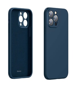 Baseus Liquid iPhone 13 Pro Max Kılıf Kamera Korumalı İçi Kadife Silikon Kılıf (Mavi)