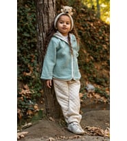 Heritage Puffy Astarlı Peluş Bebek Çocuk Ceket - Kopüşonlu Peluş Mont (Yeşil)