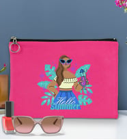 BK Gİft Yaz Temalı-3 Astarlı Portföy Çanta 30x21cm(12 Renk Seçeneği), Baskılı El Çantası, Organizer Çanta (Fuşya)