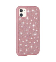iPhone 11 Kılıf Parlak Taşlı Tasarım Pırlanta Kılıf (Pembe)