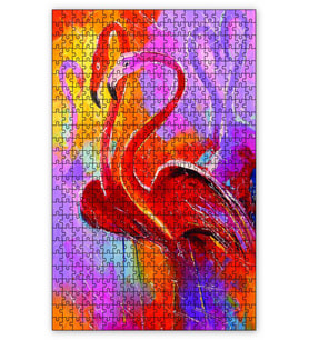 Cakapuzzle Filamingo Kuşlar Yağlı Boya Puzzle Yapboz MDF (Ahşap) (500 Parça)