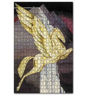 Cakapuzzle Altın Kanatlı At ve Gri Şekiller Puzzle Yapboz MDF (Ahşap) (1000 Parça)