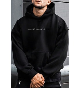 Dreamer Baskılı Oversize Sweatshirt (Siyah)