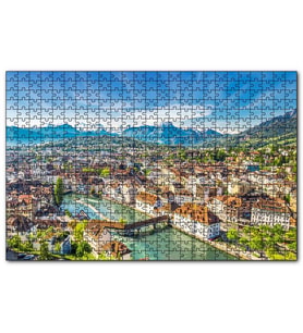 Cakapuzzle İsviçre Luzern ve Arkaplanda Dağlar  Puzzle Yapboz MDF (Ahşap) (255 Parça)
