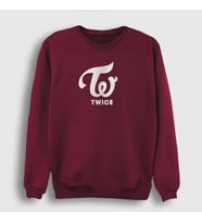 Presmono Unisex Beyaz Logo V2 K-Pop Twice Sweatshirt 281059tt (Bordo)