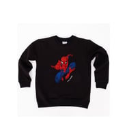 Spiderman baskılı örümcek adam pamuklu kumaş çocuk sweatshirt (Siyah)