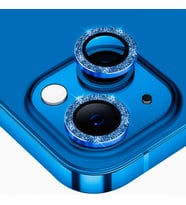 ALLY iPhone 14-14 Plus Diamond Taş İşlemeli Alüminyum Alaşımlı Kamera Lens Koruyucu (Mavi)