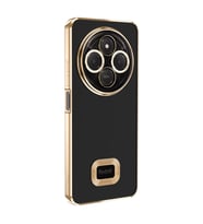 Xiaomi Redmi 14C 4G Kılıf Logo Yeri Açık Kamera Lens Korumalı Renkli Kenarlı Şeffaf Silikon (Gold)