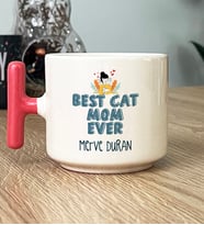 Kişiye Özel Best Cat Mom Ever Hediye T Kupa Bardak En İyi Kedi Annesi (Pembe)