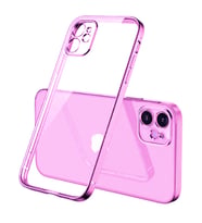 iPhone 12 Mini 5.4inç Renkli Kenar Şeffaf Kılıf Kamera Korumalı Kılıf (Rose)