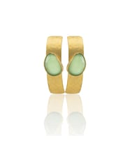 Kadir Jewellery 22 Ayar Altın Kaplama Vintage Küpe -El İşçiliği Ve Hipoalerjenik Küpe (Açık Yeşil)