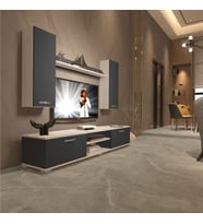 Decoraktiv Eko 5D Mdf Dvd Tv Ünitesi Tv Sehpası - Beyaz - Pera (Beyaz - Antrasit)