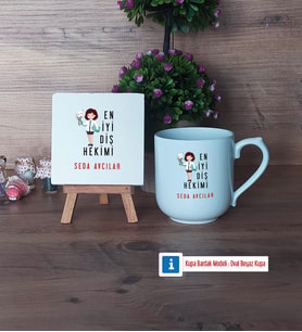 En İyi Diş Hekimi Dekoratif Taş, Kupa Bardak Kırmızı Hediye (Model 4)