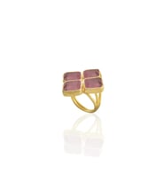 Kadir Jewellery 22 Ayar Altın Kaplama Kadın Zirkon Taşlı Yüzük (Pembe)