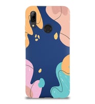 PrintiFy Huawei P Smart 2019 Uyumlu Lansman Kılıf Karışık Renkler Tasarımlı İçi Kadife Kapak (Lacivert)