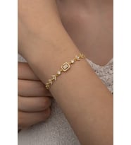 BAGET MODEL ZİRKON TAŞLI 925 AYAR GÜMÜŞ BAYAN BİLEKLİK (Gold)