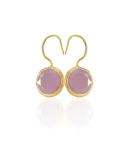 Kadir Jewellery 22 Ayar Altın Kaplama Kadın Taşlı Küpe -El İşçiliği Ve Hipoalerjenik Küpe -E01 (Pembe)