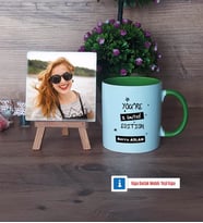 Arkadaşa Hediye Fotoğraflı Dekoratif Taş, Kupa Bardak Beyaz Hediye Doğum Günü Hediyesi (Model 14)