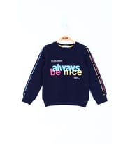 Toontoy Kız Çocuk Always Baskılı Sweatshirt  (Lacivert)