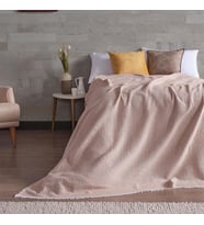 Miabella Home Çift Kişilik Kare Motifli  Desen Pike - Yatak Örtüsü (Sütlü Kahve)
