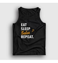 Presmono Unisex Beyaz Eat Sleep Salsa Repeat Hediye Dance Dansçı Atlet 464439tt (Siyah)