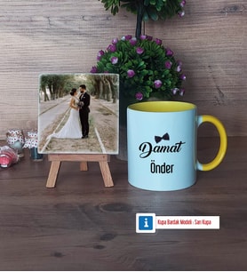 Damat Fotoğraflı Dekoratif Taş, Kupa Bardak Beyaz Hediye (Model 7)