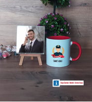 Erkek Polis Fotoğraflı Dekoratif Taş, Kupa Bardak Beyaz Hediye (Model 2)