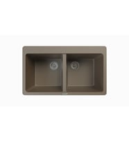 POLEX Cristalüx Granit Evİye P-N9 2 Hazneli Tezgah Altı Ve Tezgah Üstü Mutfak Evyesi 86x50,5cm (Toprak)