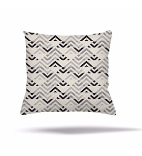 Geometrik Karo Zigzak Kilim Desen Gizli Fermuarlı Yastık Kılıfı Kırlent Kılıfı Koltuk Yastık Kılıfı  (Siyah-Gri)