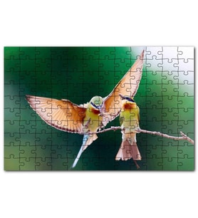 Cakapuzzle Daldaki Dişisini Besleyen Erkek Kuş Puzzle Yapboz MDF (Ahşap) (1000 Parça)