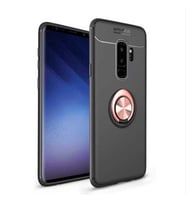Samsung Galaxy S9 Plus Kılıf Yüzüklü Magnetli Ravel Case (Siyah-Rose Gold)