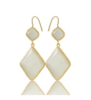 Kadir Jewellery 22 Ayar Altın Kaplama Kadın Sallantılı Küpe -El İşçiliği Ve Hipoalerjenik Küpe (Beyaz)