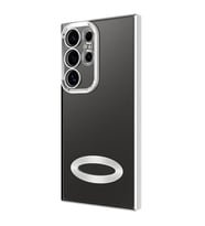 Galaxy S24 Ultra Kılıf Kamera Korumalı Logo Gösteren Omega Kılıf (Gümüş)