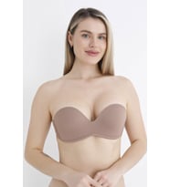 NBB Straplez Kesim İçi Silikonlu Push-up Balensiz Askısız Özel Günler İçin Sütyen (Vizon)