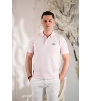 POLO YAKA DÜĞMELİ PAMUKLU YAZLIK ERKEK T-SHİRT (Pembe)