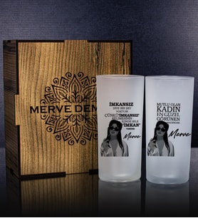 eJOYA Kişiye Özel Kutusunda 2'li Rakı Bardağı Hediye Seti  107153 (Turkuaz)