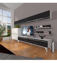Decoraktiv Eko 8 Mdf Std Retro Tv Ünitesi Tv Sehpası (Beyaz-Siyah)