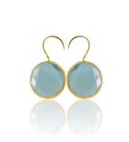 Kadir Jewellery 22 Ayar Altın Kaplama Kadın Taşlı Küpe -El İşçiliği Ve Hipoalerjenik Küpe (Açık Mavi)