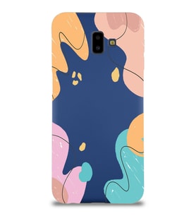 PrintiFy Samsung Galaxy J6 Plus Uyumlu Lansman Kılıf Karışık Renkler Tasarımlı İçi Kadife Kapak (Lacivert)