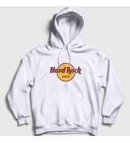 Presmono Unisex Gri Logo Hard Rock Cafe Kapüşonlu Sweatshirt 371890tt (Beyaz)