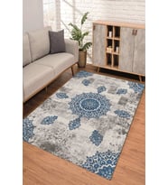 Dijital Kaymaz Taban Yıkanabilir Renkli Salon Halısı Mutfak Halısı Yolluk ND-SD-765 (Mavi)