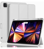 Apple iPad Pro 12.9 6. Nesil 2022 Kılıf Pen Charge Kalem Bölmeli A2436 A2437 A27 (Gri)