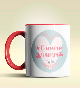 Kişiye Özel Canım Annem Tasarımlı Pembe Kupa Bardak (Kırmızı)