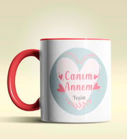 Kişiye Özel Canım Annem Tasarımlı Pembe Kupa Bardak (Kırmızı)