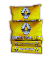 Renault Uyumlu Dijital Baskılı Araç Seyahat Boyun Yastık Emniyet Kemer Ped  2'li Set (Sarı)
