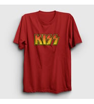 Presmono Unisex Sarı Logo Kiss T-Shirt 91071tt (Kırmızı)