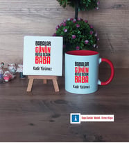 Babalar Günü Hediyesi Dekoratif Taş, Kupa Bardak Kırmızı Hediye Babaya Hediye (Model 1)