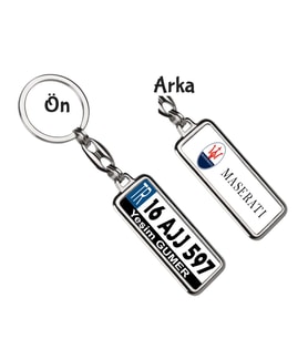 Kişiye Özel Plaka Metal Anahtarlık   Maserati Logo (Gümüş)