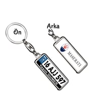 Kişiye Özel Plaka Metal Anahtarlık   Maserati Logo (Gümüş)