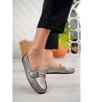 Khayt Daisy Casual Günlük Kadın Babet Ayakkabı (Platin)